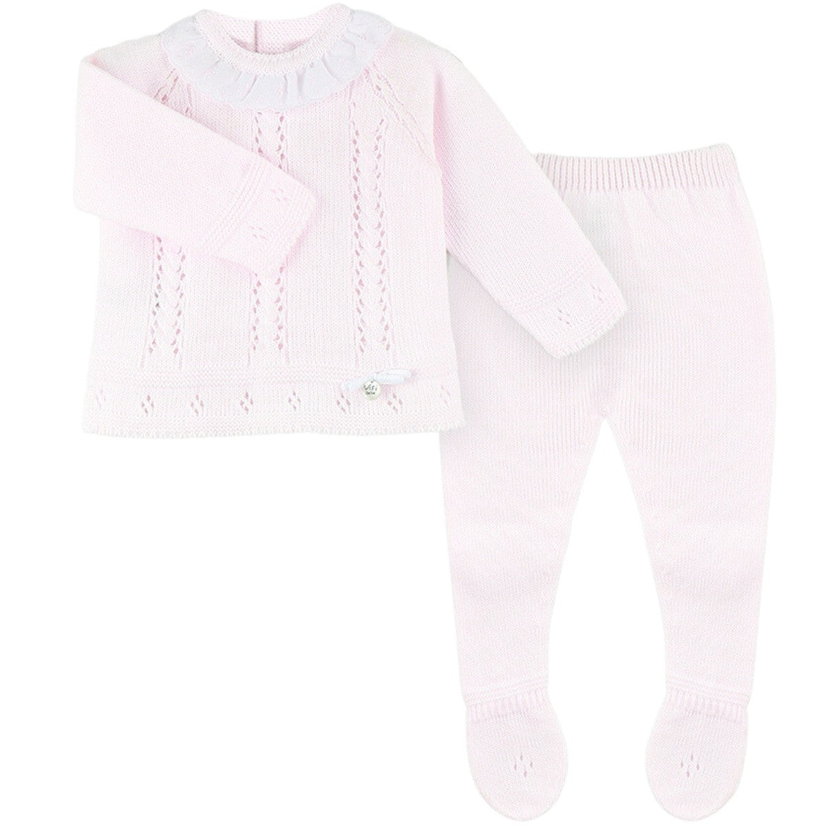 Conjunto Perle Rosa Bebe Cuello Batista