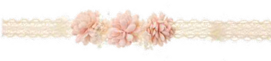Cinta Elástica con 3 Flores Mini con Gypso Rosa Pastel